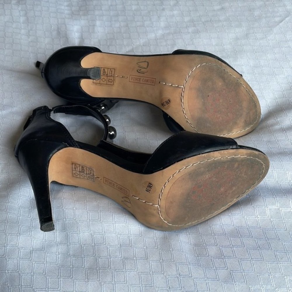 VINCE Camuto Black Leather Embellished Heels - Picture 9 of 9